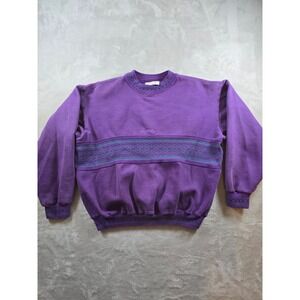 Vintage Sweatshirt Womens L Purple Fair Isle Crewneck Capello Made Canada *Read